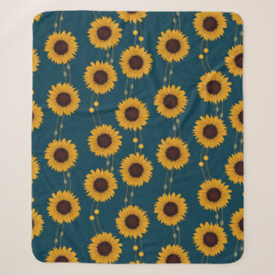 Art Nouveau Zonnebloem Retro Bloemrijke Strepen Ge Sherpa Deken