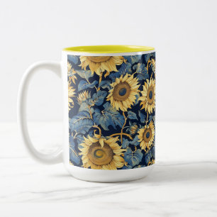 Art Nouveau Zonnebloemen Geel Tweekleurige Koffiemok