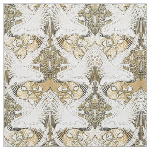 Art Nouveau zwanen & irissen Patroon Stof