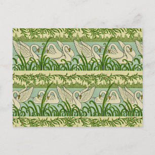 Art Nouveau Zwanenpatroon – Vintage Botanische Zwa Briefkaart