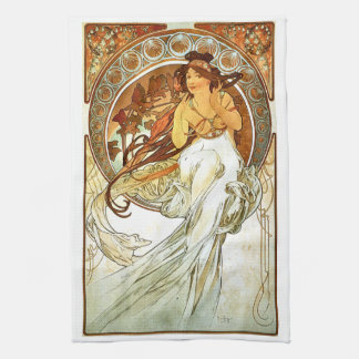 Art Nouveou Mucha-reeks schilderen Theedoek