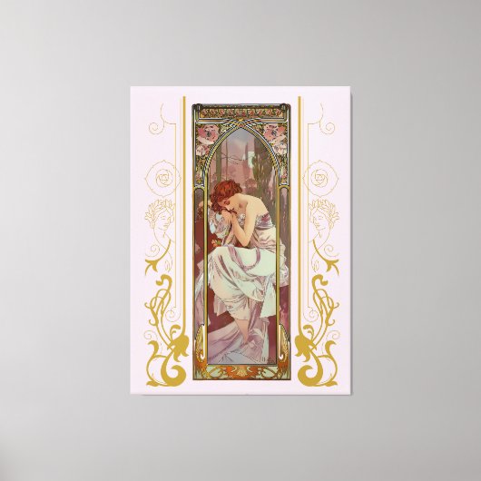 Art Noveau Night's Rest van Alphonse Mucha Canvas Afdruk (Voorkant)