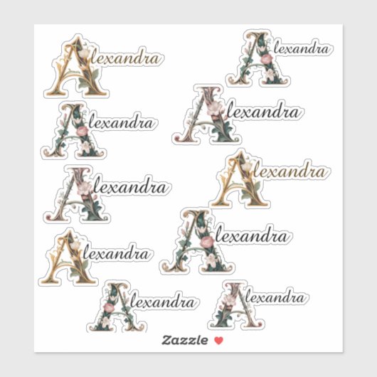 Art Nuevo Letter A Vinyl Name Stickers (Vel)