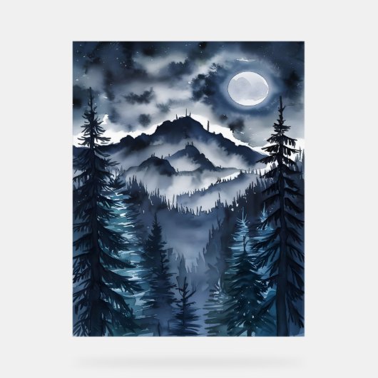 Art numérique d'aquarelle appalachien de nuit Sky (Recto)