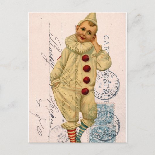 Art numérique de carte postale clown vintage (Devant)