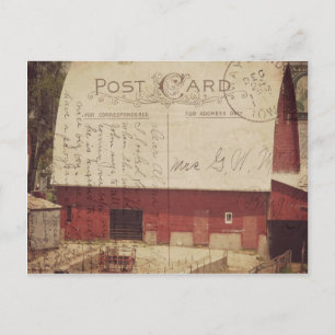 Art numérique de carte postale Red Barn