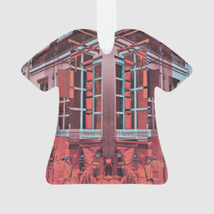 Art numérique de reflet de fenêtres bleu rouge Cop
