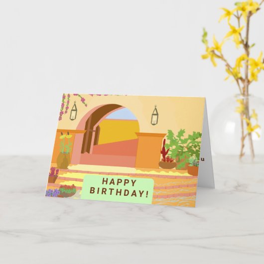 Art numérique des Caraïbes original sur la carte (Fleur jaune)