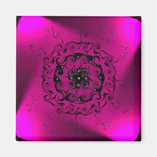 Art numérique géométrique, aimant spiral violet (Devant)