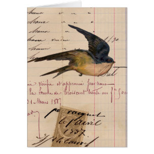 Art numérique papier vintage pour oiseaux et livre