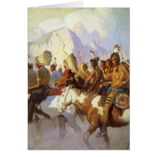 Art occidental vintage, Indian War Party par NC Wy