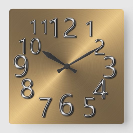 Art-of-time-Silver en Gold Vierkante Klok (Voorkant)