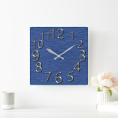 Art-of-Time-Silver-Retro-Blue-Delights Vierkante Klok (Huis)