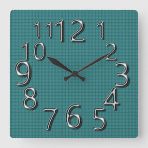 Art-of-Time-Summer-Blauwgroen-Check-Silver Vierkante Klok