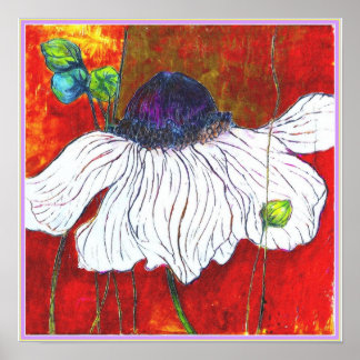 ART-ON-CANVAS: 'White Night Anemone' 15 x15 inch Poster