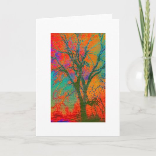 art original blanc carte de voeux arbre d'automne (Devant)