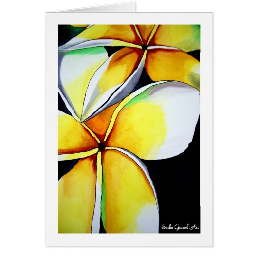 Art original de la fleur Tropical Jaune Frangipani (Devant)