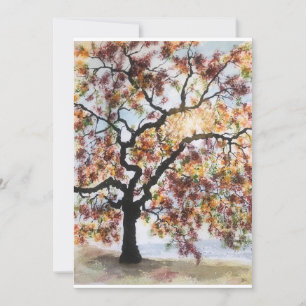 Art original de l'arbre rouge sur carte blanche