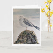Art original Seagull sur carte blanche (Fleur jaune)