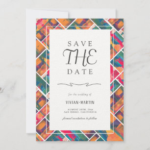 Art Paint kleurrijke moderne save the date Kaart