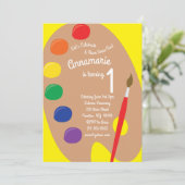 Art Paint Palette 1er Anniversaire Cute Invitation (Debout devant)