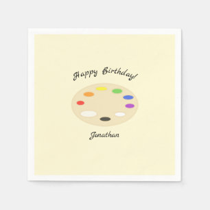 Art Palette Personalized Cream Birthday Servet