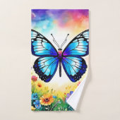 Art papillon bleu floral (Serviette à main)