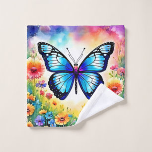 Art papillon bleu floral