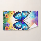 Art papillon bleu floral (Serviette à main)