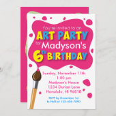 Art Party 6e anniversaire Invitation (Devant / Derrière)