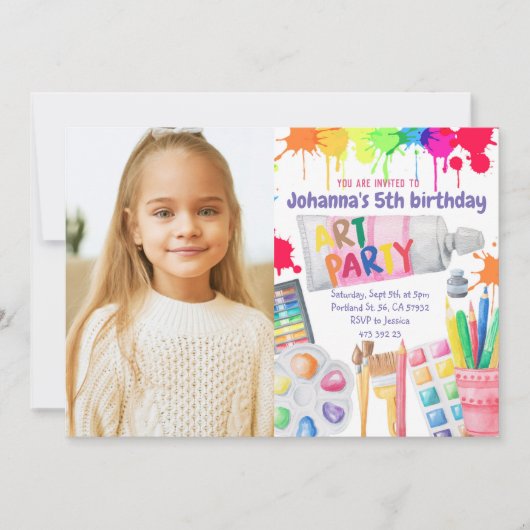 Art Party Anniversaire Invitation Artiste (Devant)