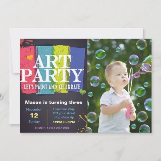 Art Party Anniversaire Invitation avec photo (Devant)