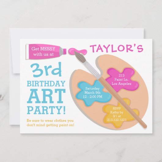 Art Party Anniversaire Peinture Invitation (Devant)