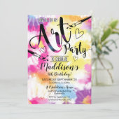 Art Party Invitation Tie Dye Art Kaart (Staand voorkant)