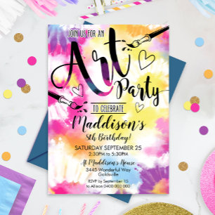 Art Party Invitation Tie Dye Art Kaart