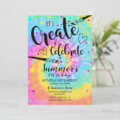 Art Party Invitation Tie Dye Paint Party Rainbow (Debout devant)