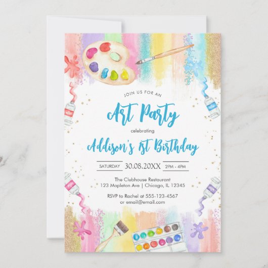 Art Party Painting Craft Birthday Invitation (Devant)