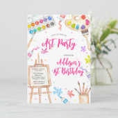 Art Party Painting Craft Birthday Party Invitation (Debout devant)