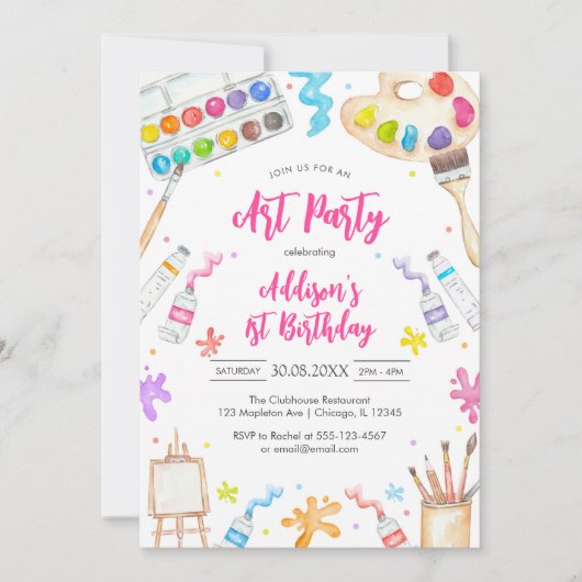 Art Party Painting Craft Birthday Party Invitation (Devant)