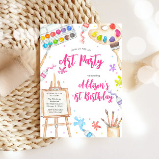 Art Party Painting Craft Birthday Party Invitation Kaart