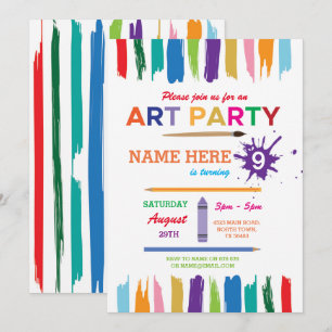 Art Party Painting Paint Verjaardag Uitnodigen Kaart