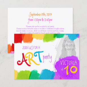 Art party peinture 10e anniversaire invitation