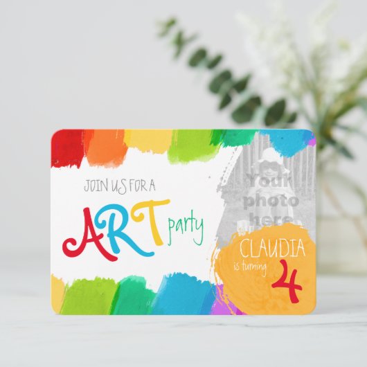 Art party peinture 4e anniversaire invitation (Debout devant)