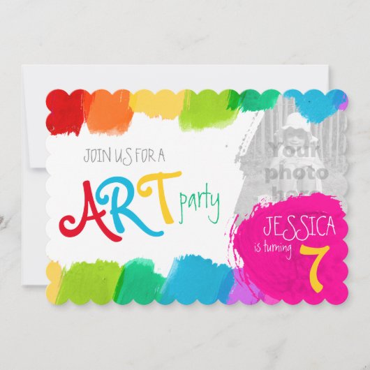 Art party peinture 7e anniversaire invitation (Devant)