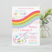Art Party Rainbow Birthday Kaart (Staand voorkant)