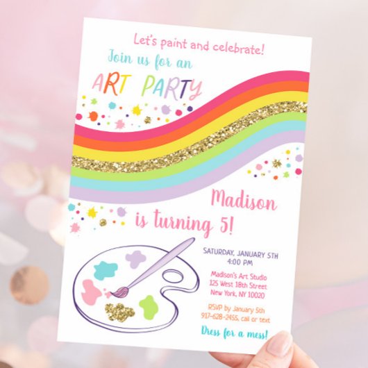 Art Party Rainbow Birthday Kaart