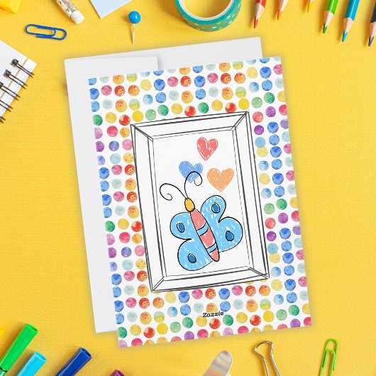 Art Party Rainbow Polka Dots Verjaardag Bash Kaart