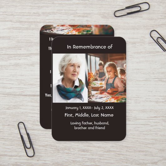 Art Peintre de carte de poche Memorial (Devant/Arrière en situation)