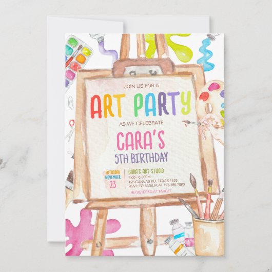 Art Peinture Anniversaire Invitation de fête (Devant)