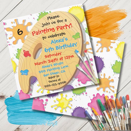 Art Peinture Anniversaire Invitations de fête
